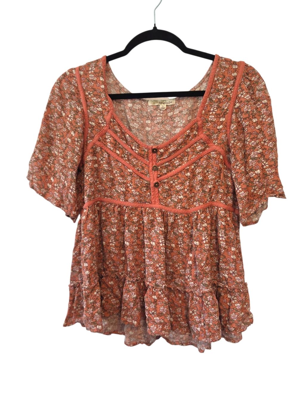 Rewind Pink Floral Peasant Blouse Size Large